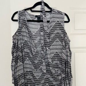 Black and white zig zag printed faux wrap dress * Closeout *